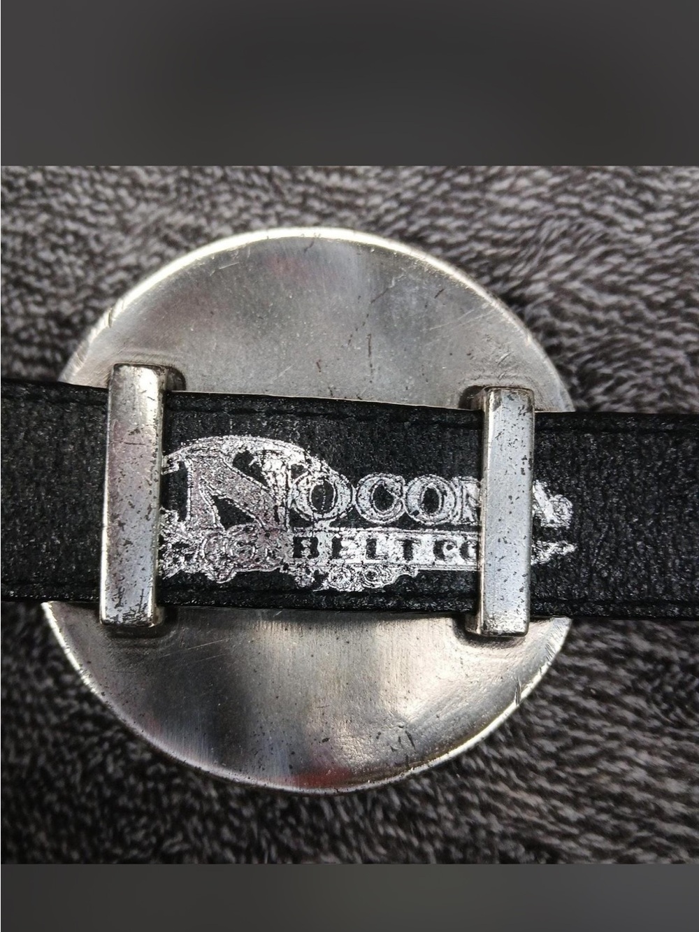 Vintage Nocono Black Leather Western turquoise silver tone Concho Heavy belt L - Picture 2 of 8